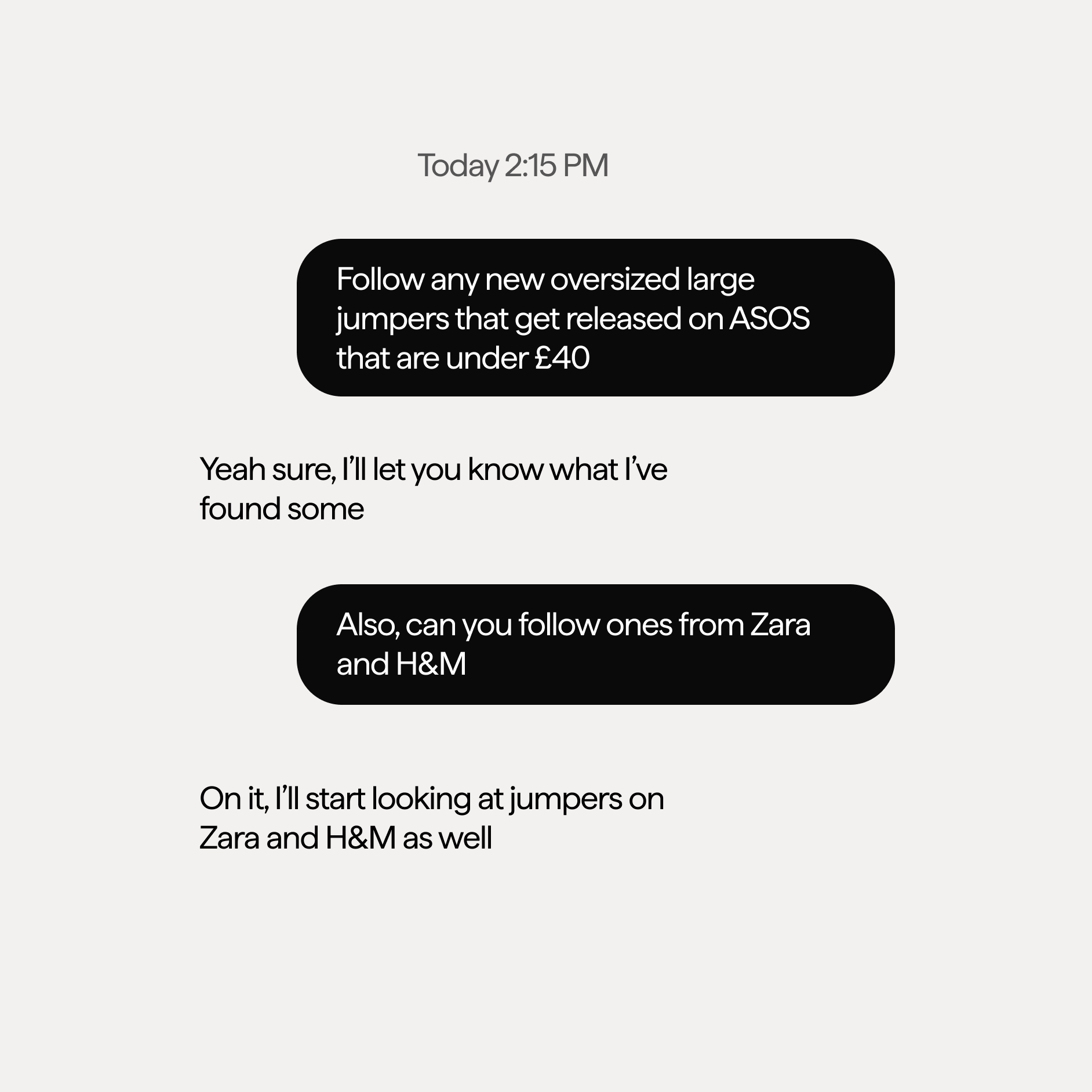 Messages on the clothing feed